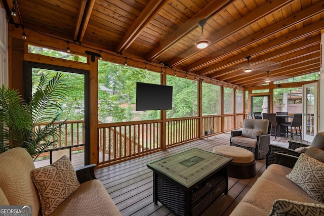 3912 Edenton Ct, Brookhaven, GA 30319 - sunroom / solarium featuring outdoor lounge area, ceiling fan, and outdoor dining space