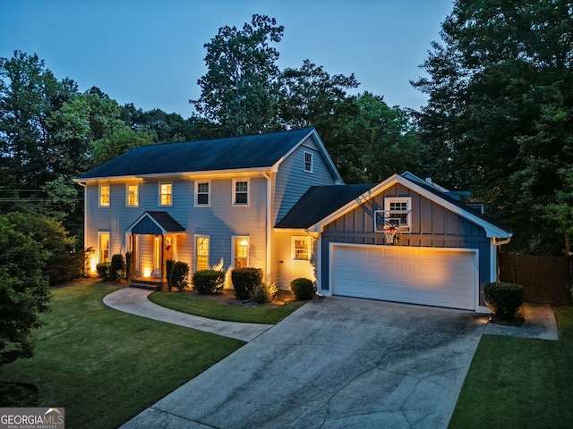 3912 Edenton Ct, Brookhaven, GA 30319 - colonial-style house with board and batten siding, concrete driveway, and a garage