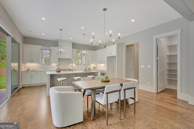 172 Forest Berry Ct Lot 100M2A, Newnan, GA 30265 - dining space with a chandelier, light wood-type flooring, and recessed lighting