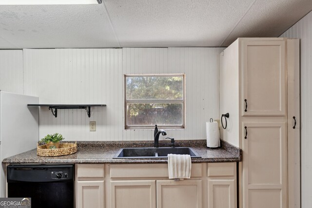 99 Conifer Dr, Guyton, GA 31312 - kitchen with dishwasher, open shelves, and a textured ceiling