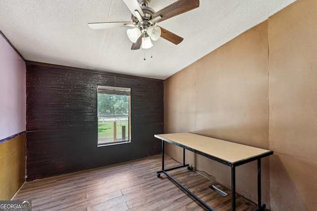 99 Conifer Dr, Guyton, GA 31312 - office area featuring wood finished floors, a ceiling fan, and a textured ceiling