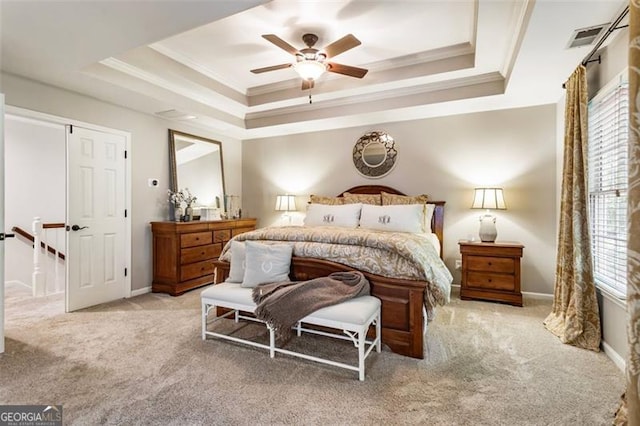 4401 Madison Woods Dr NW Unit 4401, Marietta, GA 30064 - bedroom with a tray ceiling, carpet flooring, crown molding, and ceiling fan