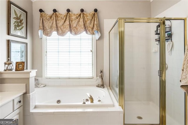 4401 Madison Woods Dr NW Unit 4401, Marietta, GA 30064 - full bath featuring a jetted tub, a shower stall, plenty of natural light, and vanity