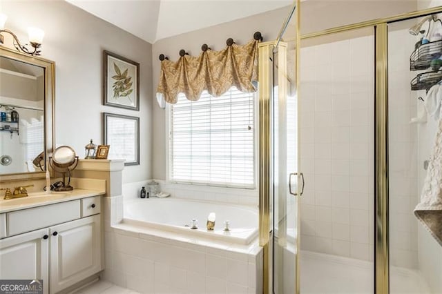 4401 Madison Woods Dr NW Unit 4401, Marietta, GA 30064 - bathroom with a bath, vanity, and a shower stall