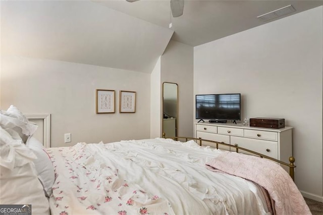 4401 Madison Woods Dr NW Unit 4401, Marietta, GA 30064 - carpeted bedroom featuring lofted ceiling and ceiling fan