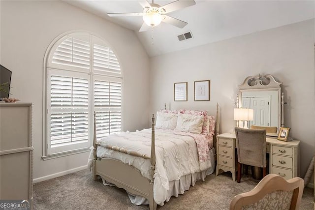4401 Madison Woods Dr NW Unit 4401, Marietta, GA 30064 - bedroom with carpet, vaulted ceiling, and ceiling fan
