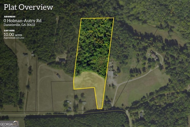 558 Holman Autry Rd, Danielsville, GA 30633 - aerial map of property and surrounding area with property parcel outlined