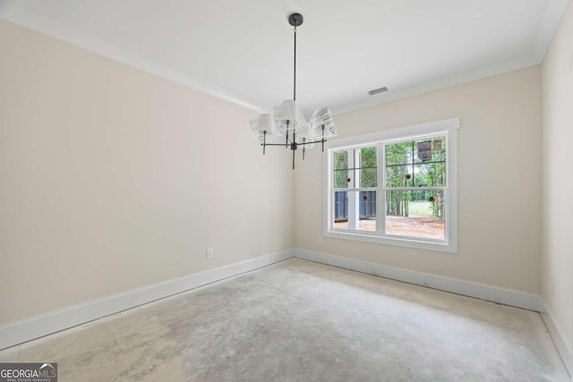 558 Holman Autry Rd, Danielsville, GA 30633 - unfurnished room with concrete flooring and a chandelier