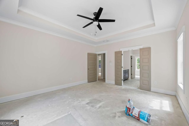 558 Holman Autry Rd, Danielsville, GA 30633 - unfurnished bedroom featuring a raised ceiling, crown molding, and ceiling fan