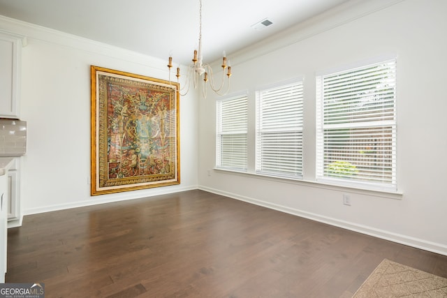 4583 Grenadine Cir, Acworth, GA 30101 - unfurnished dining area with dark wood-style flooring, a chandelier, and plenty of natural light
