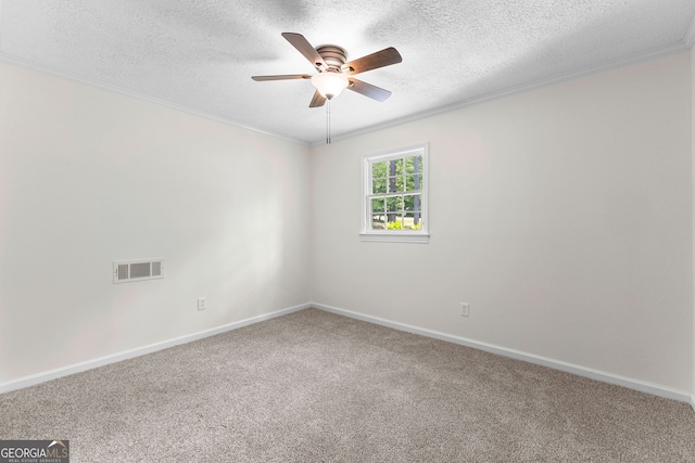 223 Pinehaven Dr, Lagrange, GA 30240 - empty room featuring a ceiling fan, carpet floors, crown molding, and a textured ceiling