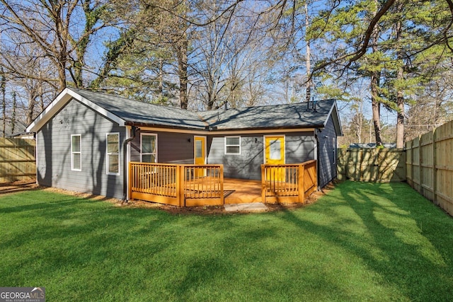 4179 Hanes Dr, Decatur, GA 30035 - rear view of property with a fenced backyard and a wooden deck