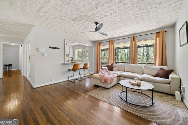 1755 Fairburn Rd SW, Atlanta, GA 30331 - living room featuring hardwood / wood-style flooring, plenty of natural light, ceiling fan, and a textured ceiling