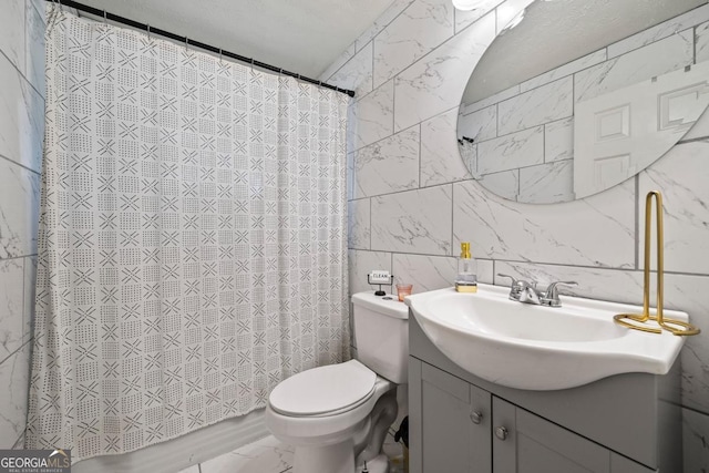 1755 Fairburn Rd SW, Atlanta, GA 30331 - full bathroom featuring tile walls, vanity, and marble look tiles