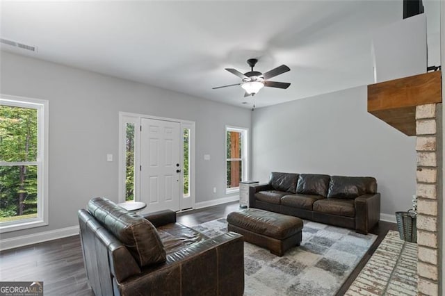 2716 Taylorsville Rd, Taylorsville, GA 30178 - living room featuring wood finished floors and a ceiling fan