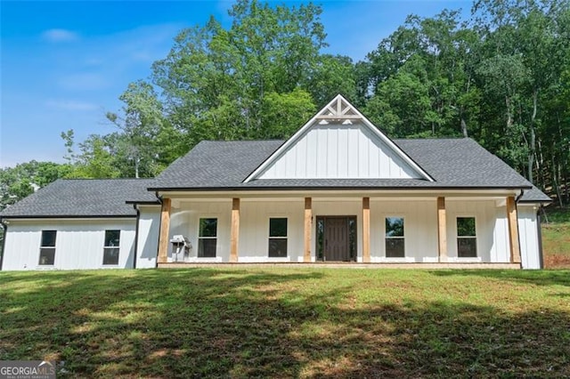 2716 Taylorsville Rd, Taylorsville, GA 30178 - modern farmhouse style home with a front lawn, board and batten siding, and a shingled roof