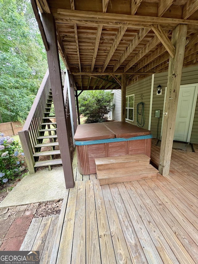 237 Shockley Way, Dallas, GA 30157 - wooden deck with a hot tub and stairs