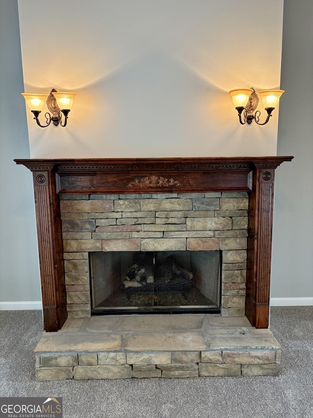 237 Shockley Way, Dallas, GA 30157 - detailed view of carpet and a stone fireplace