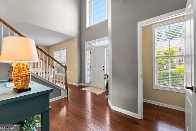 51 Stonebridge Way, Newnan, GA 30265 - entrance foyer featuring stairs, hardwood / wood-style floors, and a high ceiling