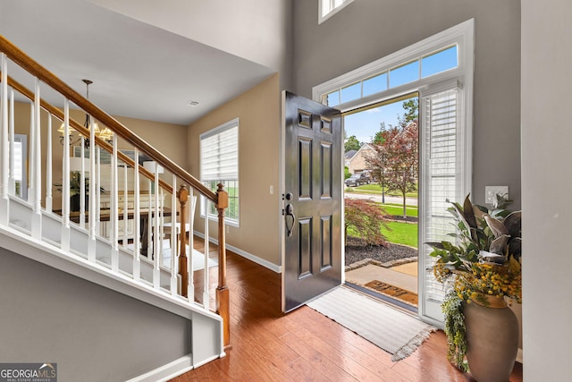 51 Stonebridge Way, Newnan, GA 30265 - foyer featuring stairs and wood finished floors