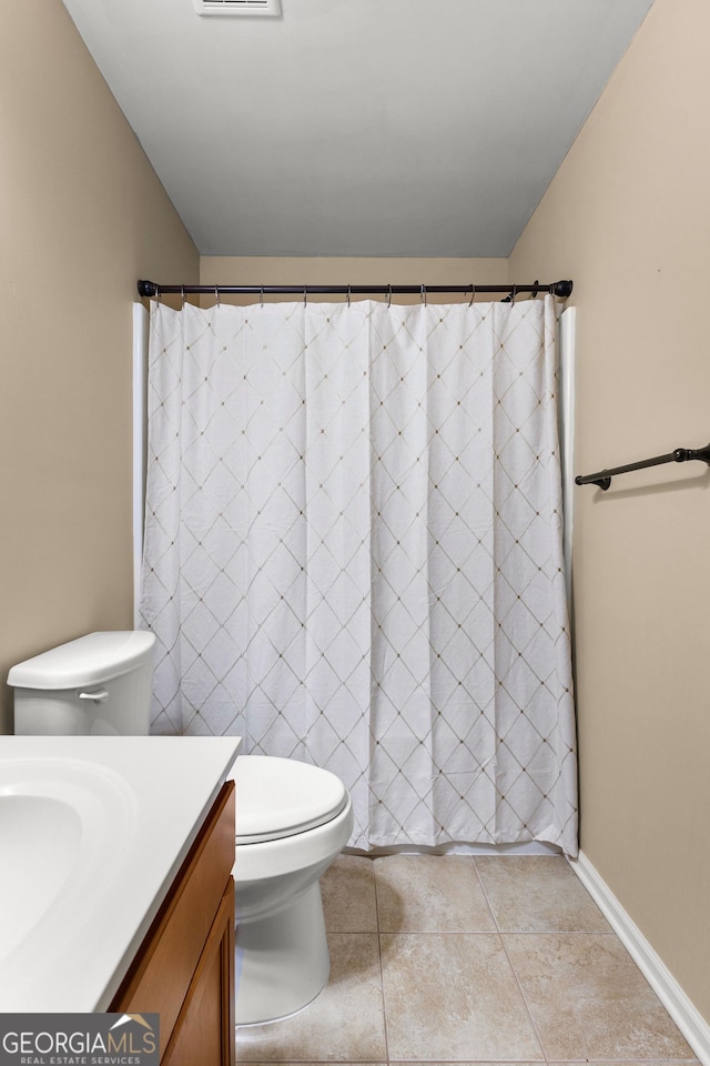 51 Stonebridge Way, Newnan, GA 30265 - bathroom featuring vanity, tile patterned flooring, and curtained shower
