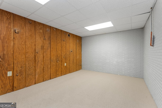 2240 Six Branches Dr, Roswell, GA 30076 - finished basement featuring carpet, a paneled ceiling, and wooden walls