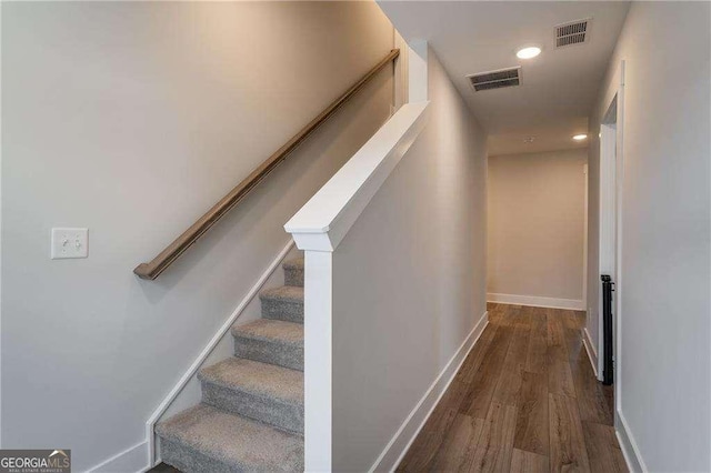 338 Boundless Ln, Canton, GA 30114 - hall featuring wood finished floors, recessed lighting, and stairway