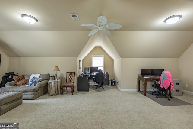 2403 Wistful Way, Marietta, GA 30066 - carpeted office space with vaulted ceiling and ceiling fan