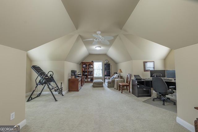 2403 Wistful Way, Marietta, GA 30066 - carpeted office featuring ceiling fan and lofted ceiling