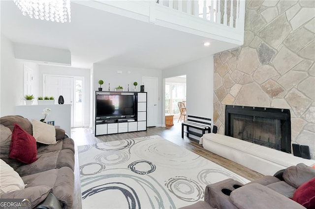 4180 Pineset Dr, Alpharetta, GA 30022 - living area with wood finished floors and a fireplace