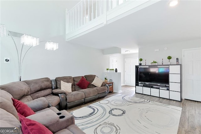 4180 Pineset Dr, Alpharetta, GA 30022 - living area with wood finished floors and a high ceiling