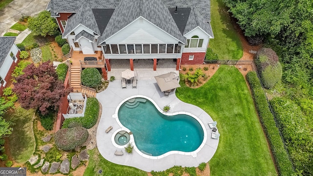 750 Old Loganville Rd SW, Loganville, GA 30052 - aerial view of property and surrounding area featuring a pool