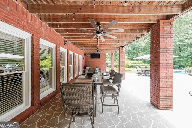 750 Old Loganville Rd SW, Loganville, GA 30052 - view of patio / terrace featuring outdoor dining area and ceiling fan