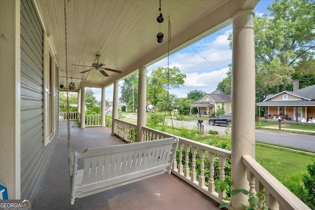 226 Noyes St, Cedartown, GA 30125 - covered porch with ceiling fan