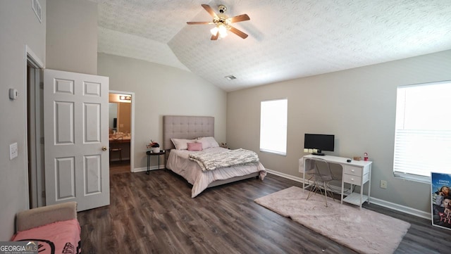 400 Silver Spring St, Dallas, GA 30157 - bedroom featuring lofted ceiling, multiple windows, and dark wood-style flooring