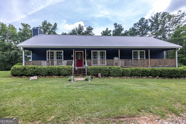 1101 Moon Rd, Shiloh, GA 31826 - view of front of property featuring a chimney, a front yard, and covered porch