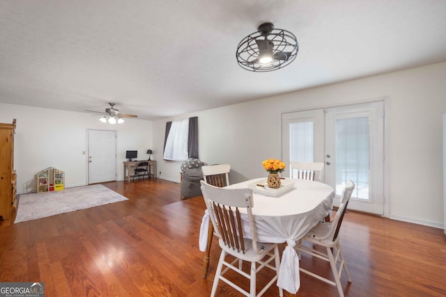 1101 Moon Rd, Shiloh, GA 31826 - dining area featuring french doors, wood finished floors, and ceiling fan