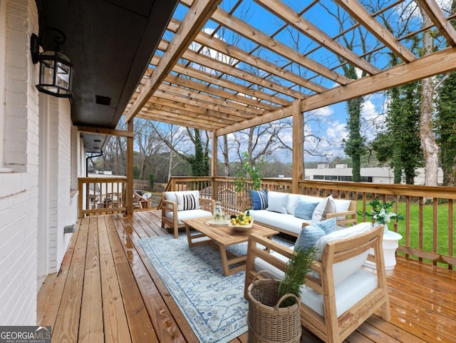 2308 Mark Trl, Decatur, GA 30032 - wooden deck with an outdoor living space and a pergola