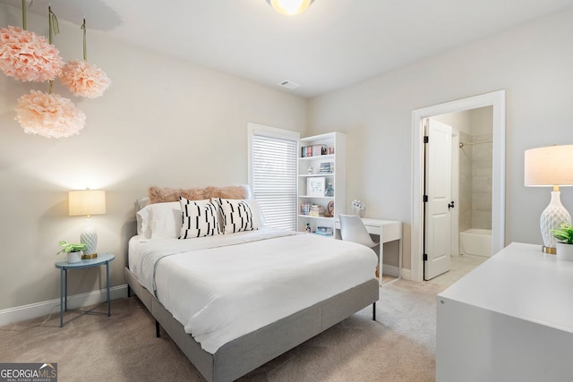 510 Walden Glen Ln, Alpharetta, GA 30004 - bedroom with light carpet and connected bathroom