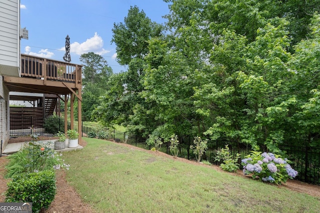 510 Walden Glen Ln, Alpharetta, GA 30004 - view of yard featuring stairs and a deck