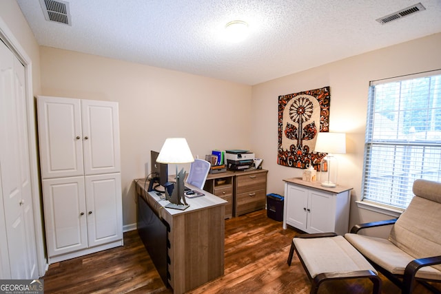 17 Kingsbrook Ln, Newnan, GA 30265 - office space featuring dark wood-type flooring, plenty of natural light, and a textured ceiling