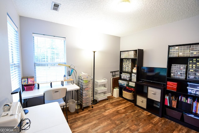 17 Kingsbrook Ln, Newnan, GA 30265 - office with a textured ceiling and wood finished floors