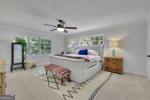 2095 Honeysuckle Dr, Cumming, GA 30040 - bedroom featuring carpet, crown molding, and a ceiling fan