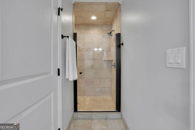 2095 Honeysuckle Dr, Cumming, GA 30040 - bathroom featuring a stall shower and recessed lighting