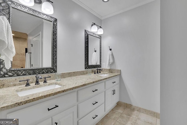 2095 Honeysuckle Dr, Cumming, GA 30040 - full bath with double vanity and ornamental molding