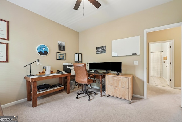 6521 Boulder Crest Ct, Flowery Branch, GA 30542 - office featuring light carpet and a ceiling fan