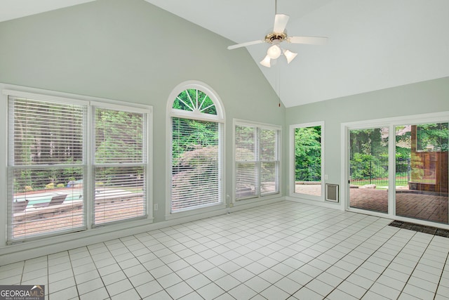 40 Springwater Chase, Newnan, GA 30265 - unfurnished sunroom featuring high vaulted ceiling and tile patterned flooring
