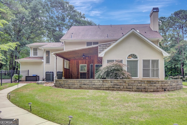 40 Springwater Chase, Newnan, GA 30265 - back of property featuring a chimney and stucco siding