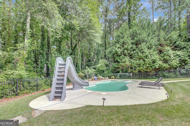 40 Springwater Chase, Newnan, GA 30265 - view of swimming pool with a water slide and a patio