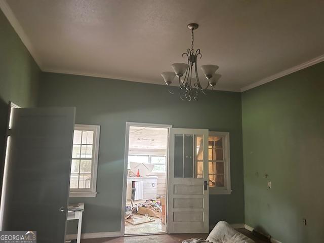680 Thomas Rd, Trion, GA 30753 - interior space featuring a chandelier, crown molding, and wood finished floors